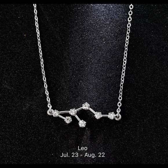 Leo Constellation Astrology Silver Alloy Necklace Minimalist Crystal Unique Gift - Picture 10 of 12